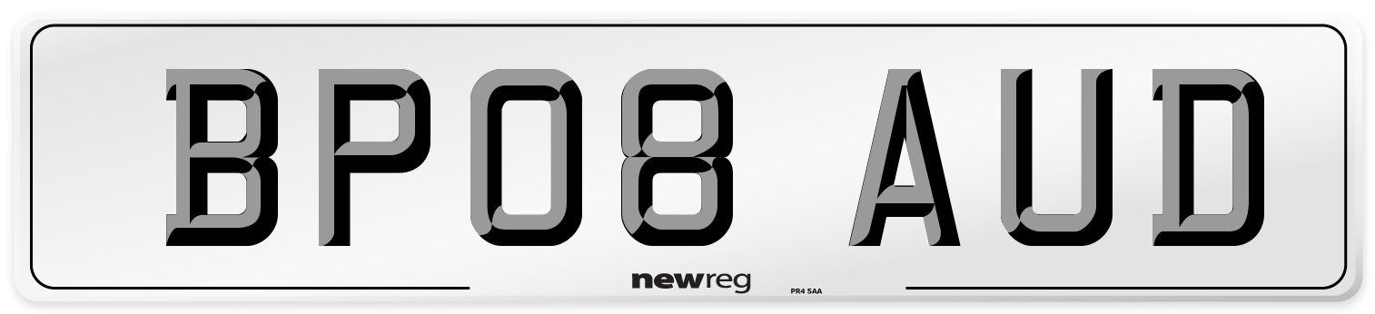 BP08 AUD Number Plate from New Reg